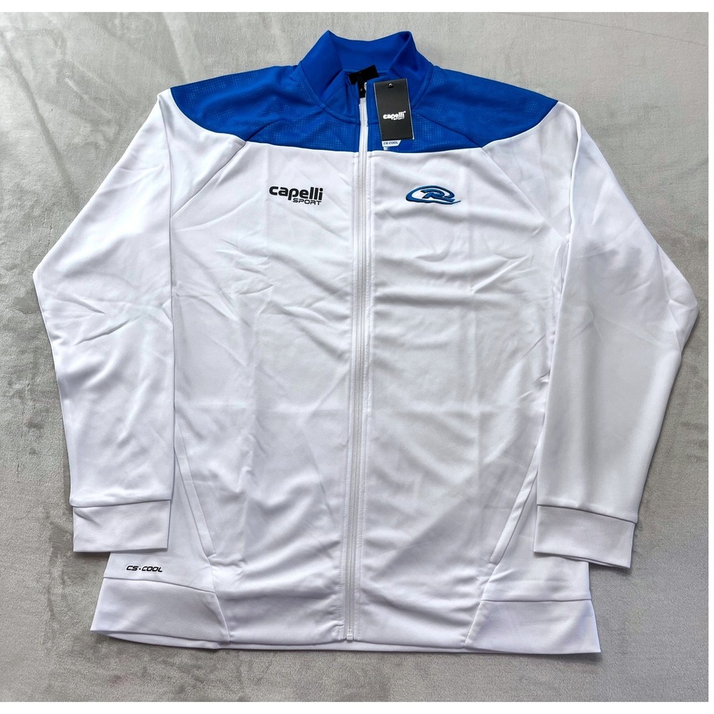 Capelli Sport Training Jacket Men XL White Blue Rush Soccer CS-COOL Full Zip NWT